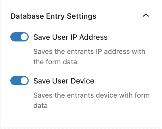 Kadence Adv Form - Database Entry Settings